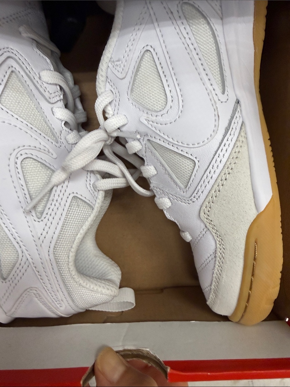 Kids White Athletic Sneakers with Gum Sole